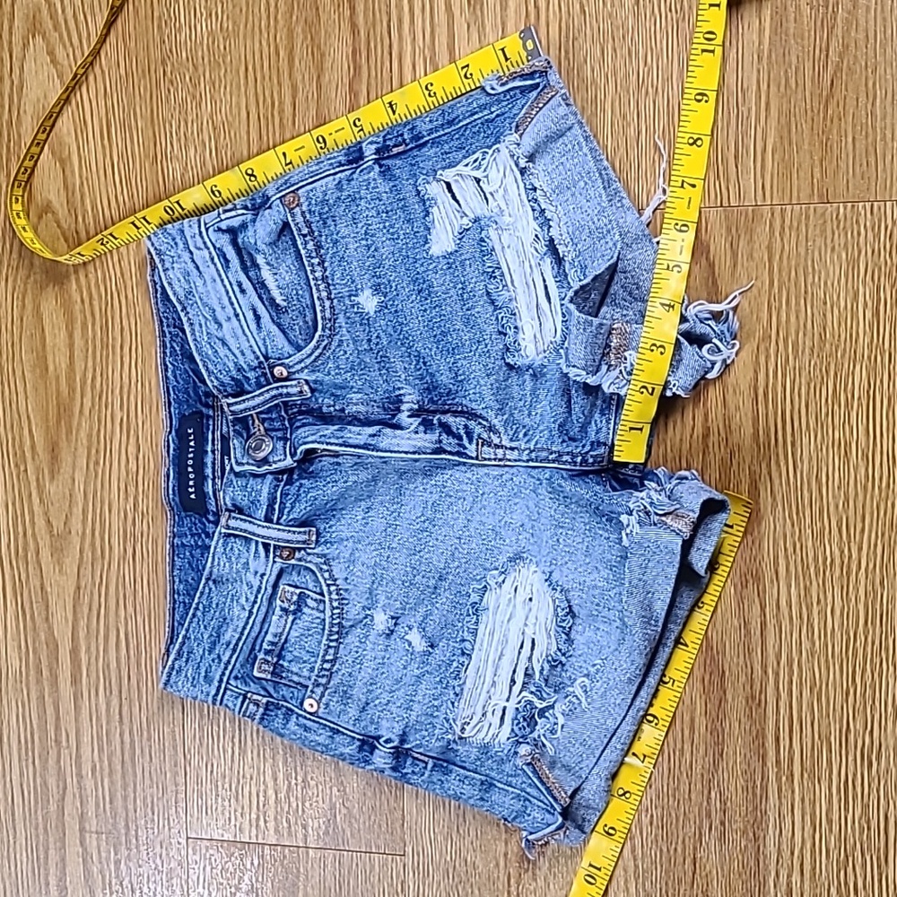 AEROPOSTALE GIRLS MOM SHORT 000x3 PRE-OWNED FADED DISTRESED DISTROYED BLUE DENIM